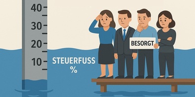 Cartoon zum Thema Steuerfussentwicklung in Uzwil.