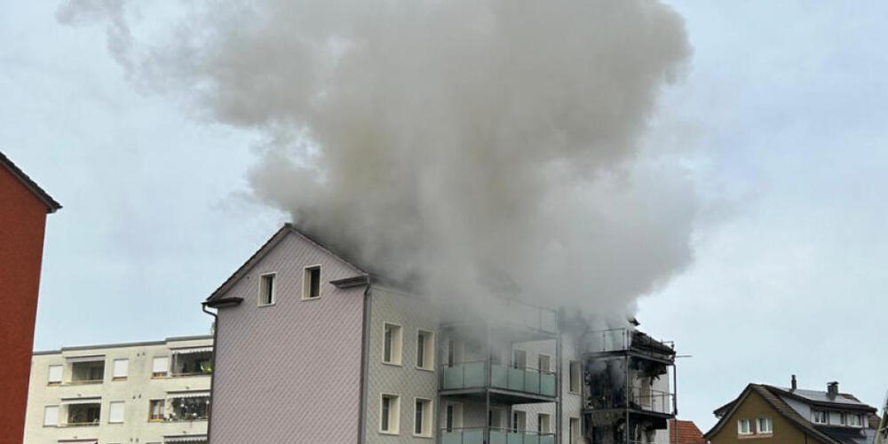 Auch mit einer Autodrehleiter bekämpfte die Feuerwehr den Brand in Arbon.
