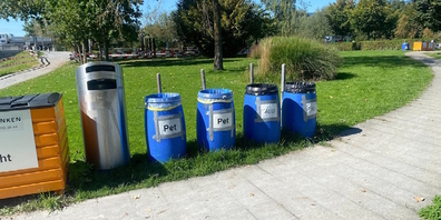 Richtiges Entsorgen leicht gemacht: Beispiel Flussbad Grynau.