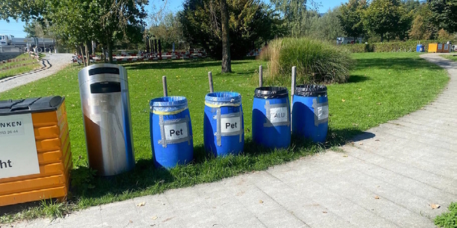 Richtiges Entsorgen leicht gemacht: Beispiel Flussbad Grynau.