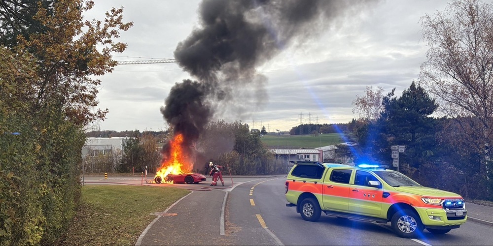 Brennendes Auto in Lindau.