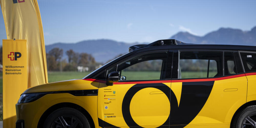 So sieht das selbstfahrende ÖV-Taxi "AmiGo" aus, das am Mittwoch in Altstätten SG vorgestellt wurde.