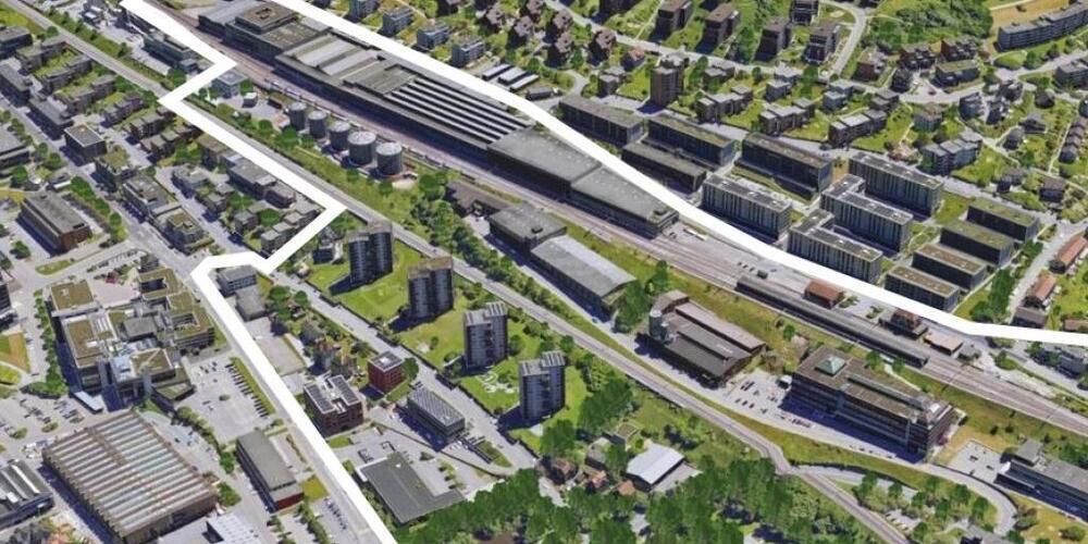 Das Umfeld der Quartierbahnhöfe Bruggen und Haggen, das zu einem urbanen Arbeitsplatz- und Wohngebiet entwickelt werden soll.