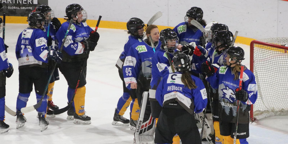 Mit Begeisterung auf dem Eis: die ersten Frauenmannschaft der White Wolves Wollerau.