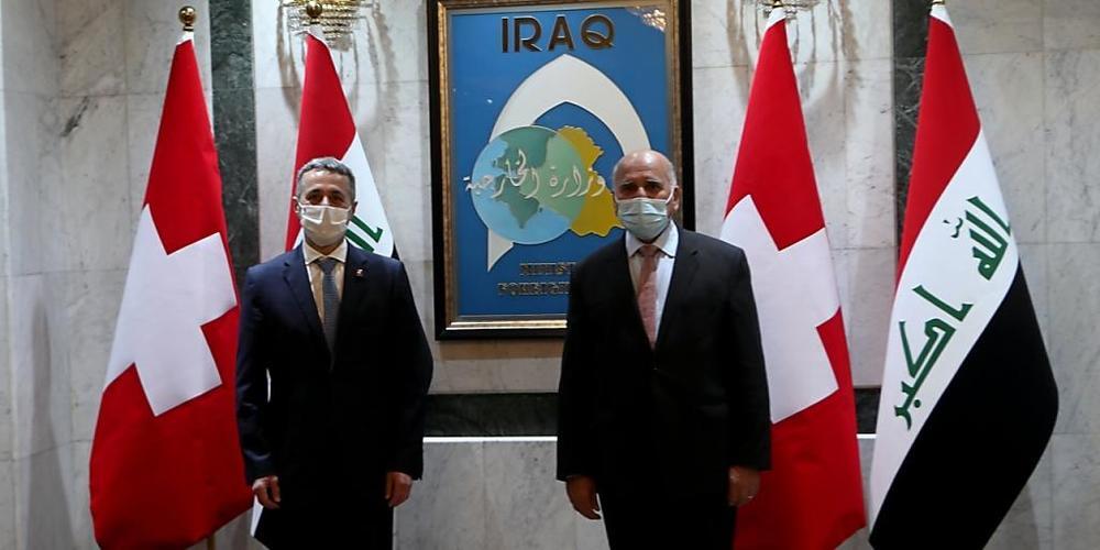 Die beiden Aussenminister Ignazio Cassis (links) und Fuad Hussein in Bagdad.