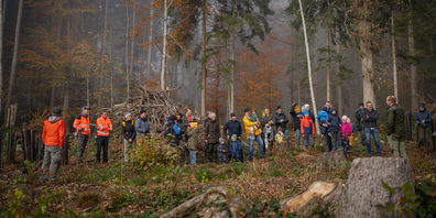 Junge Familien pflanzen im Höchster Wald St.Gallen 120 klimafitte Bäume und setzen ein Zeichen für die Zukunft.