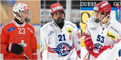 Im Nati-Aufgebot: Die Lakers Kimi Murer (r.) Simon Jenni (m.) und Laurin Fuhrer (l.).