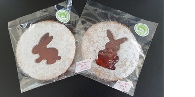 Spitzbuben mit Ostermotiv - Geschenk der Gossauer Fachgeschäfte. 