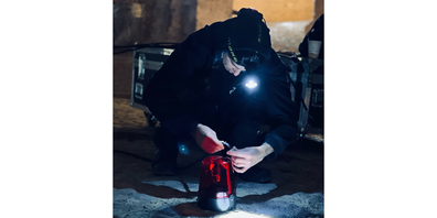 Lichtkünstler an der Arbeit.