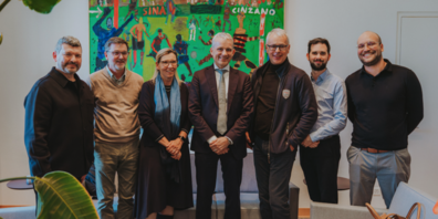 Gemeinderäte von Eglisau beim Gruppenbild mit Bundesrat Beat Jans: v.l.n.r.: Roland Ruckstuhl, Thomas Laufer, Sandrin Haas, Bundesrat Beat Jans, Felix Baader, Nicolas Wälle, Nando Oberli (es fehlt Gemeinderätin Regula Peter)