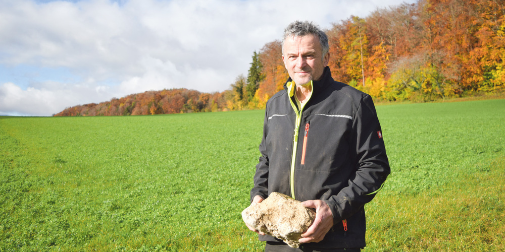 Einen ganzen Tag Arbeit hatte Landwirt Wilfried Leu neulich, als er hier auf dem Feld wieder zurückgeworfene Steine auflesen musste.  «Das hat mich wirklich geärgert», sagt er im Gespräch mit dem «Bock».