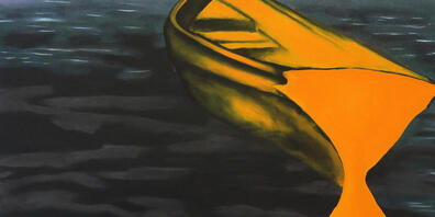 Das Gemälde "Sablier, vapeur flottante..." (Sanduhr, schwebender Nebel...) ist Teil von Yann Stéphane Bissos Einzelausstellung im Kunstmuseum Luzern.