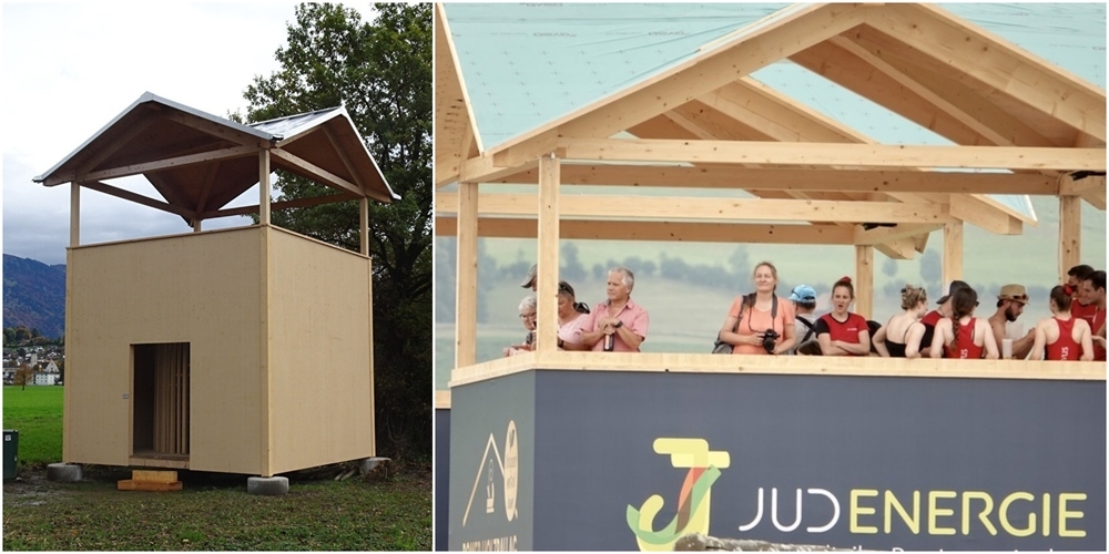 Der Turm steht nun im Benkner Riet.