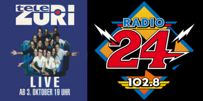 So startete TeleZüri am 3. Oktober 1994 und das Original-Logo von Radio24