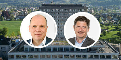 Andreas Mika (rechts) und Hansjörg Herren zum weiteren Vorgehen nach dem Abstimmungsergebnis am 30. November. (Archivbild)