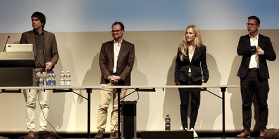 Informativer und ruhiger Abend zur Steuererhöhung. v.l. Anatol Pante; Theo Altorfer (beide Publicis); Stadtpräsidentin Barbara Dillier; Oliver Wullschleger, BDO