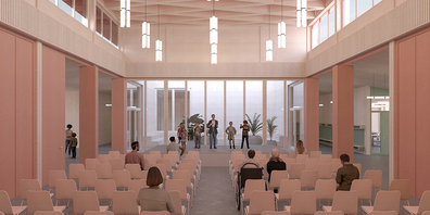 Visualisierung des geplanten Mehrzweckraums.