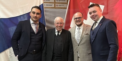 (v.l.n.r): Lucio De Cambio; Christoph Blocher; Martin Dilla; Thomas Kuster