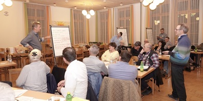 Präsentation der Erkenntnisse aus den Gruppenarbeiten an der Zukunftskonferenz des Forums Lebendiges Linthgebiet FLL.