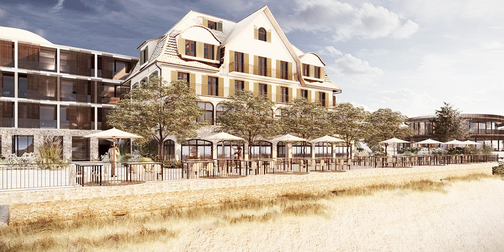 Die Visualisierung zeigt das in Planung befindliche «Kur- und Seminarhotel Feusisgarten», wie es einheimische Investoren umsetzen möchten.