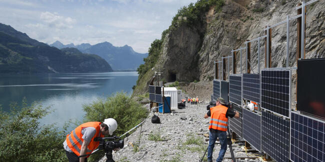 Testanlage für das Grossprojekt im ehemaligen Steinbruch über dem Walensee. (Archivbild)
