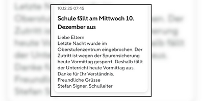 So liest sich die Mitteilung an die Eltern, die am Mittwoch, 10. Dezember, versandt wurde