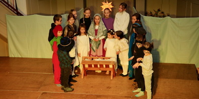 Krinauer Weihnachtsspiel. Schlussszene aus einem Weihnachtsspiel in Krinau.