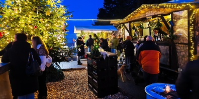 Alphornklänge, Handwerk und Lichter: Der erste Weihnachtsmarkt in Lutzenberg begeistert Gross und Klein.