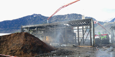 Die vor einem Jahr erstellte Pyrolyseanlage der Maienfelder Inega AG fiel am Sonntag dem Raub der Flammen zum Opfer. 