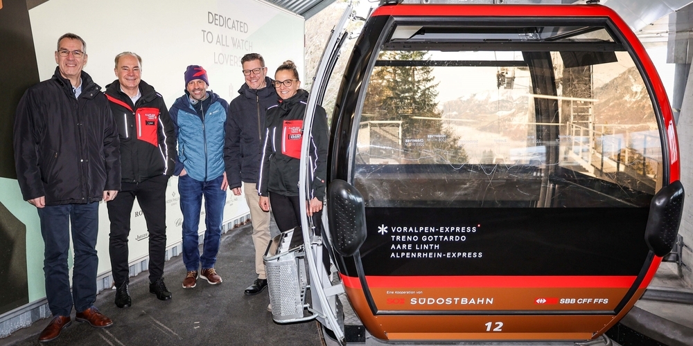 Werner Schurter, SBB – Leiter Zürcher S-Bahn und Region Ost; Peter Staub, BBF – CEO; Roger Walser, LUFAG – VRP; Reto Ebnöther, SOB – Leiter Marketing & Vertrieb und Katja Wildhaber, BBF – Mitglied der Geschäftsleitung,  machen ihre langjährige Zusammenarbeit sichtbarer.