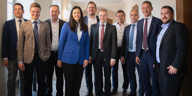 Ivan Louis, Ruben Schuler, Fredy Louis, Andrea Abderhalden, Christian Vogel, Lukas Huber, Bruno Schweizer, Adrian Gmür, Mathias Müller und Mirco Gerig (von links). Auf dem Bild fehlt Martin Sailer.