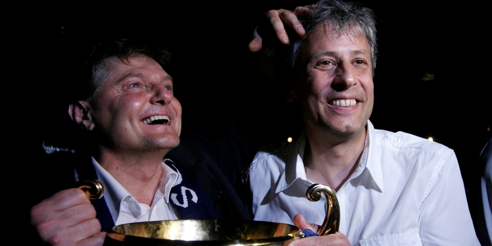 Führte den FCZ 2006 zum ersten Meistertitel nach 25 Jahren: Lucien Favre (rechts) - hier mit Präsident Ancillo Canepa bei der erfolgreichen Titelverteidigung 2007..