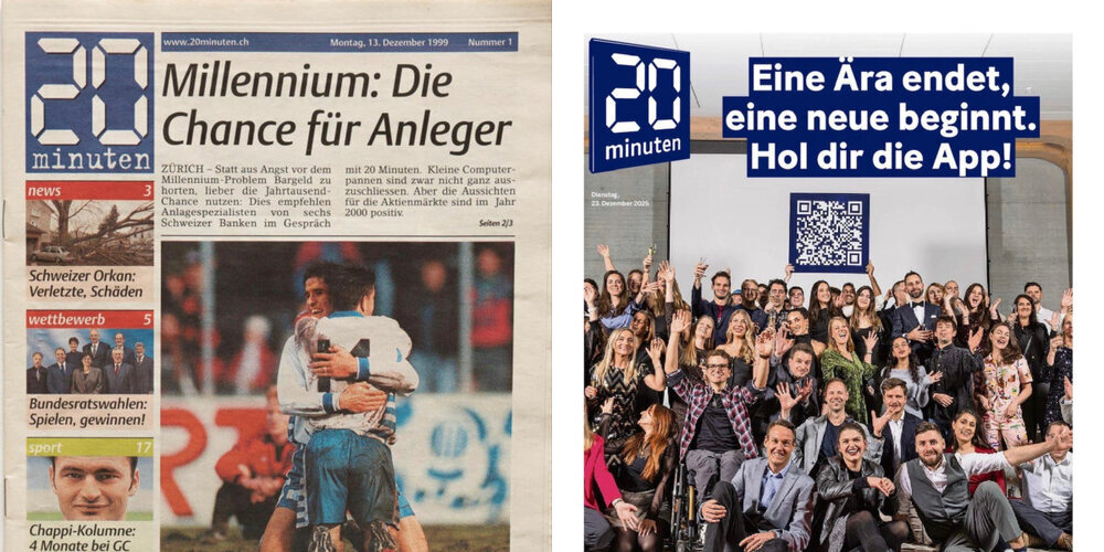 Am 13. Dezember 1999 ist das erste «20 Minuten» erschienen. Künftig gibt es die grösste Schweizer Zeitung nur noch online.
