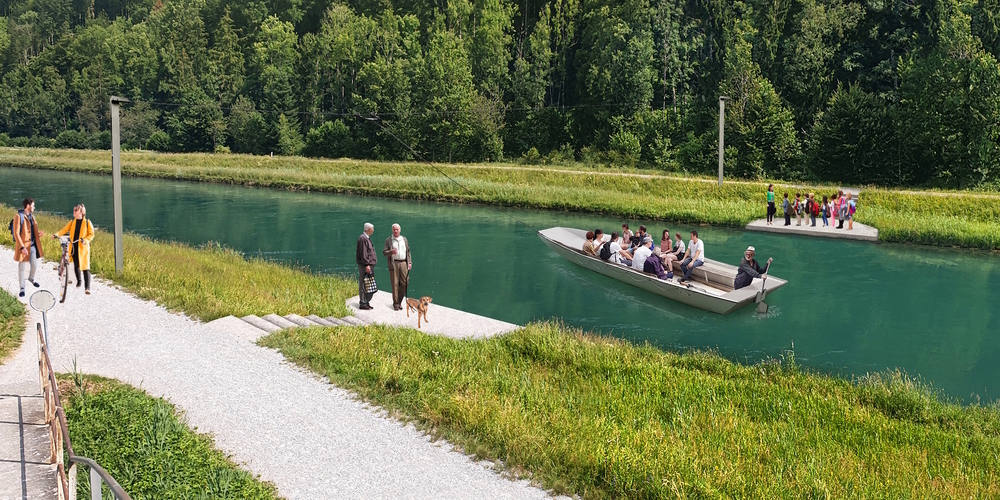 Die Linthfähre war als saisonale Verbindung zwischen dem Schmerkner und dem Tuggner Ufer geplant. (Visualisierung)