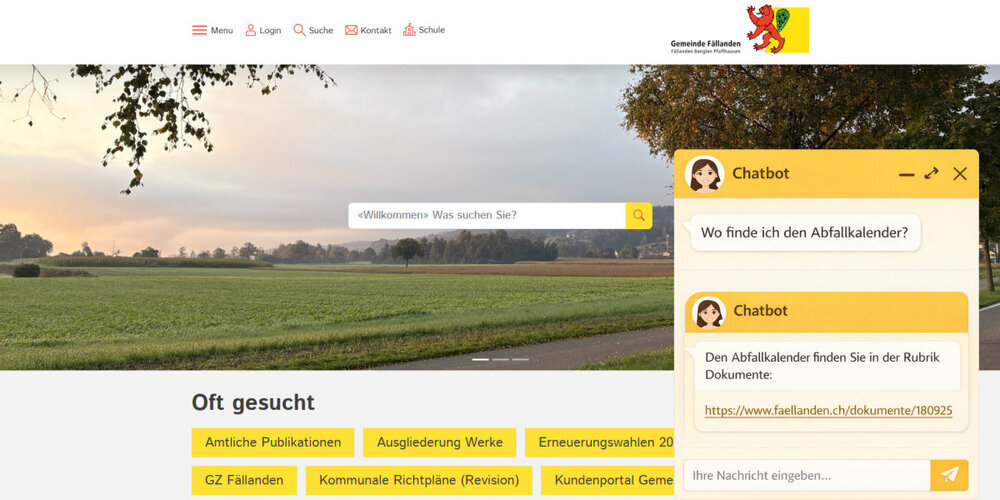 Die Homepage der Gemeinde Fällanden soll künftig auch KI-Technologie beinhalten. (Symbolbild)