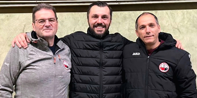 von links: Assistenztrainer Gianni Pinto, Agron Zeqiri und Cheftrainer Aldo Caliandro.