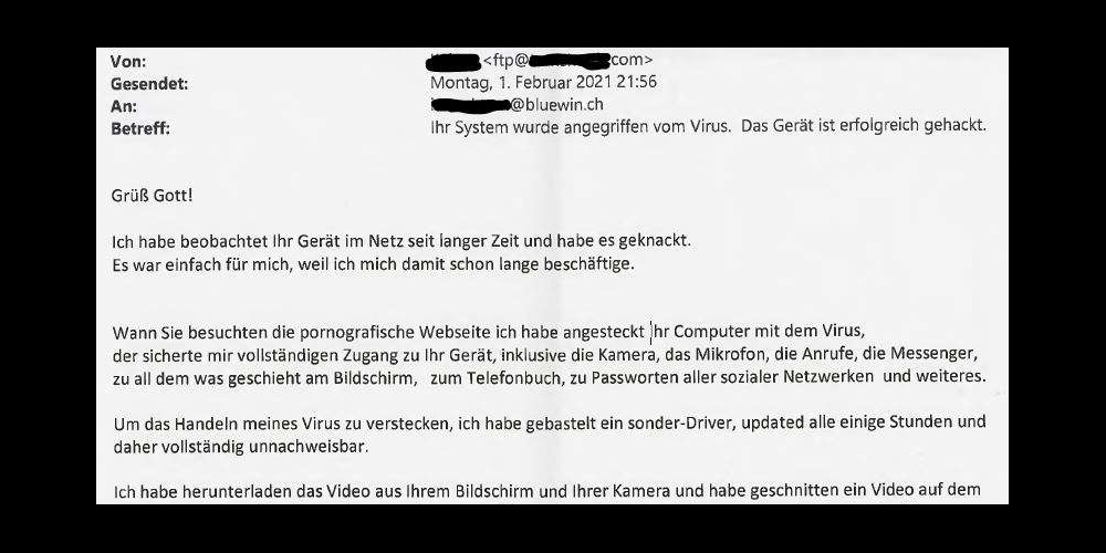 Solche oder ähnliche E-Mails sind Spam und sollten sofort gelöscht werden. Foto: zvg