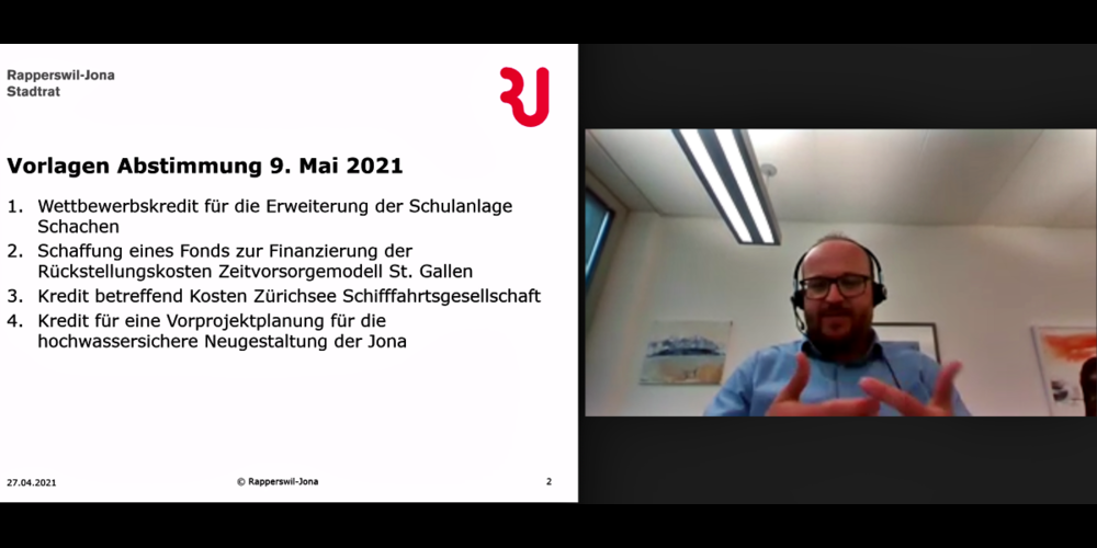 Stadtpräsident Martin Stöckling moderierte die Videokonferenz routiniert. 