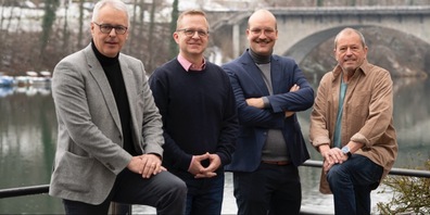 (von links) Felix Baader, Michael Fiebig, Nando Oberli, Christoph Hagedorn