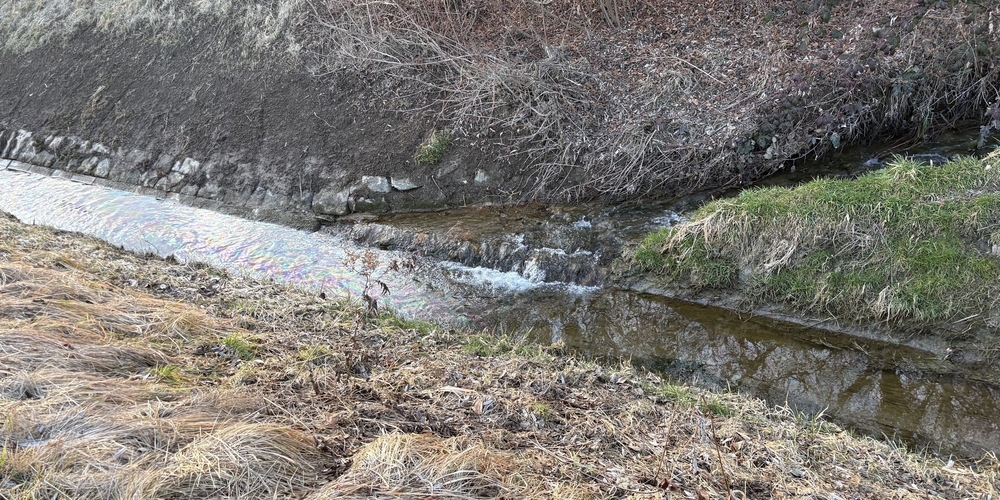 Dieselgeruch und Farbfilm: Aus unbekannter Quelle gelangte mutmasslich Diesel oder Heizöl in Kaltbrunns Steinenbach und Uznachs Rotfarbkanal.