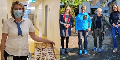Feine Spitzbuben und bunte Kreiden-Smileys sorgten am Spital Linth für lachende Gesichter.