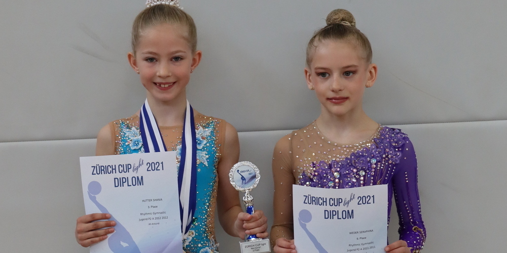 Die Jüngsten zeigten sehr reife Leistungen, Shania Hutter (li.) gewann Silber- und Bronzemedaillen, Seraphina Weder erreichte den 6.Rang