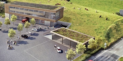 So soll das neue Gommiswalder Gemeindehaus mitsamt Feuerwehrdepot nach der Fertigstellung aussehen. 
