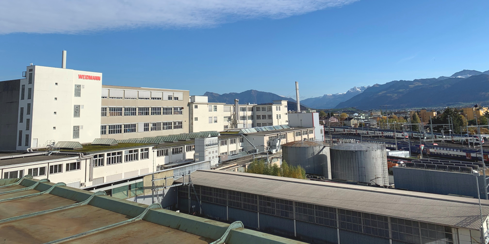 Der Hauptsitz der Weidmann Gruppe in Rapperswil (Verwaltung und Produktion).
